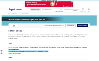 انتخاب مقاله برتر مجله مدیریت اطلاعات سلامت استرالیا